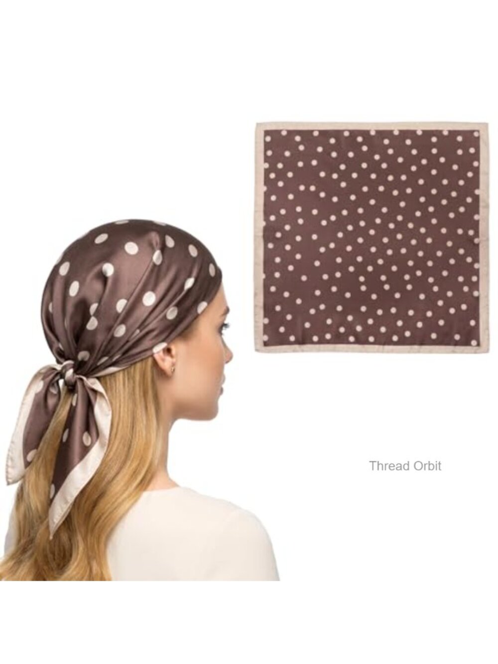Polka Dots Square Scarf Satin Head Scarves Vintage Bandana 1950s